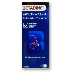 Betadine 1% Gargle & Mouthwash ( Povidone Iodine ) 120 ml